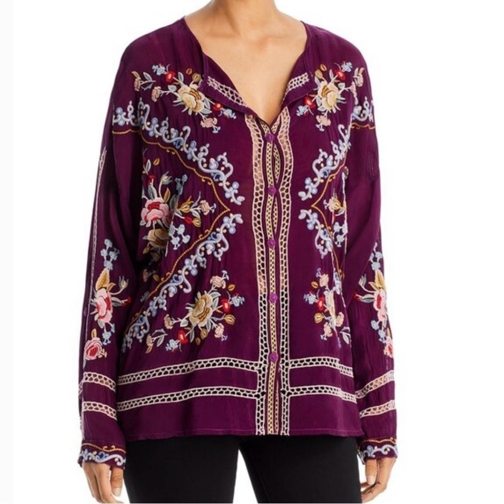 Johnny Was Women's Size Large Carmen Button Up Blouse Purple